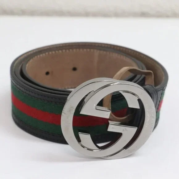 Gucci | Accessories | Gucci 14984 Web Green Red Canvas Leather